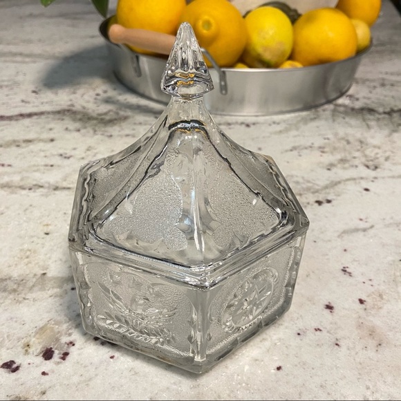 American eagle seal Trinket dish depression glass - Picture 2 of 5